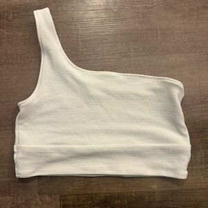 Old Navy White One-Shoulder Ribbed Crop Tank